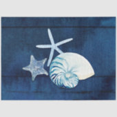 Papier Mousseline Beach Ocean Sea Shells Coquillages Marine Bleu Bla (Recto)