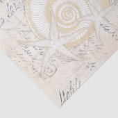 Papier Mousseline Beach Seashells Crème Italien Écriture Tissu Papie (Détail)