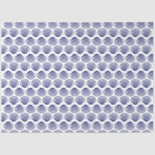 Papier Mousseline Beachy Blue Scallop Shells Seashells (Recto)