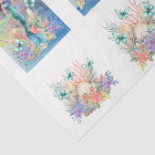 Papier Mousseline Beachy Pastel  Floral Mermaid & Shells Decoupage (Détail)