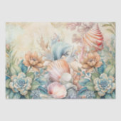Papier Mousseline Beachy Pastel Floral Seashells Decoupage  (Recto)