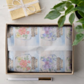 Papier Mousseline Beachy Pastel Watercolor Florals & Jar  Decoupage  (Cadeau)