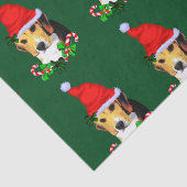 Papier Mousseline Beagle à Noël à Santa Hat (Détail)