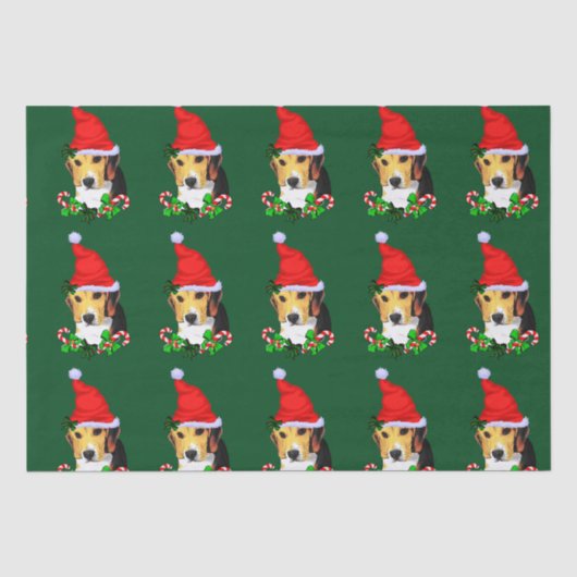 Papier Mousseline Beagle à Noël à Santa Hat (Recto)