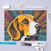 Papier Mousseline Beagle couleur motif (Artisanat)