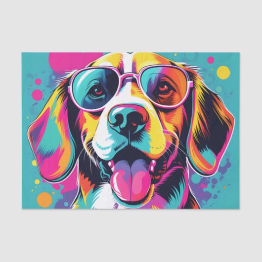 Papier Mousseline Beagle Portrait Pop Art (Recto)
