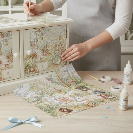 Papier Mousseline Beatrix Potter Peter le lapin amis dans le jardin