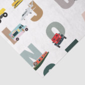 Papier Mousseline Beau Alphabet ABC Camions, Véhicules de transport (Détail)