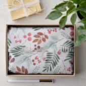 Papier Mousseline Beau Berry et Branches Aquarelle hiver  (Cadeau)