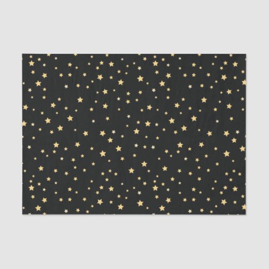 Papier Mousseline Beau Black and Gold Starry Sky Star Motif (Recto)