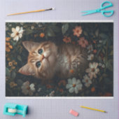 Papier Mousseline Beau chaton orange avec Découpage Fleur sauvage (Artisanat)