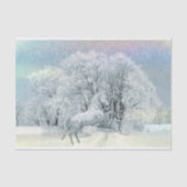 Papier Mousseline Beau cheval blanc en neige (Recto)