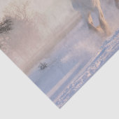 Papier Mousseline Beau Cheval Blanc Galloping dans la neige (Détail)