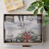 Papier Mousseline Beau Cheval gris avec Garland d'hiver Noël (Cadeau)