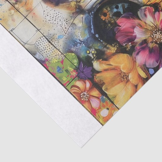 Papier Mousseline Beau crâne de fleurs4 (Détail)