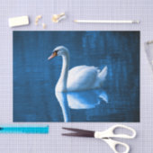 Papier Mousseline Beau cygne blanc dans l'eau (Artisanat)