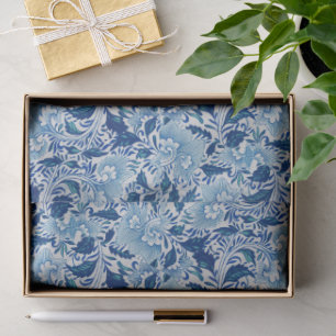 Papier Mousseline Beau Damassé Bleu