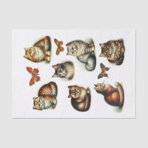 Papier Mousseline Beau ensemble de chats et de papillons Coupes Fuss