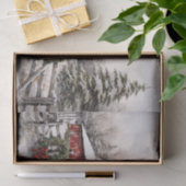 Papier Mousseline Beau hiver neigeux Rustic Red Grange Noël (Cadeau)