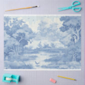 Papier Mousseline Beau jardin bleu toile (Artisanat)
