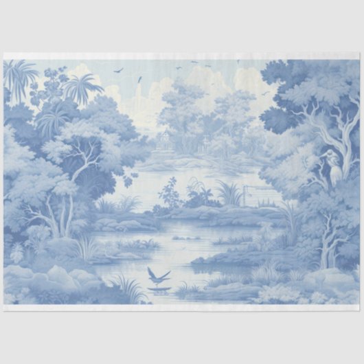 Papier Mousseline Beau jardin bleu toile (Recto)