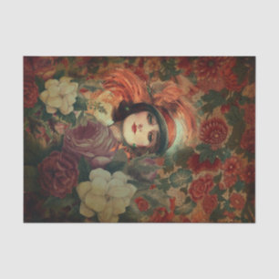 Papier Mousseline Beau jardin d'agrément vintage de femme