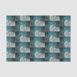 Papier Mousseline Beau loup gris dans un Motif de forêt foncée