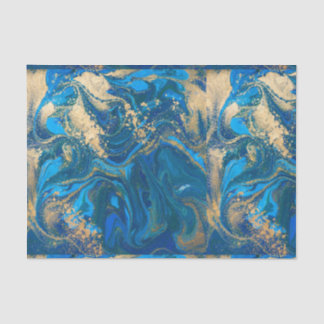 Papier Mousseline Beau, marbre bleu profond, or, photo numérique