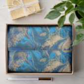 Papier Mousseline Beau, marbre bleu profond, or, photo numérique (Cadeau)