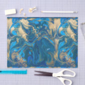 Papier Mousseline Beau, marbre bleu profond, or, photo numérique (Artisanat)