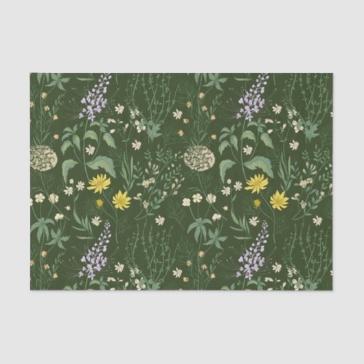 Papier Mousseline Beau mélange Pastel Fleur sauvage vert (Recto)