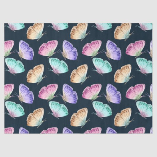 Papier Mousseline Beau Motif à papillon aquarelle (Recto)