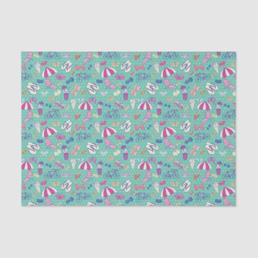 Papier Mousseline Beau Motif aux éléments d'été (Recto)