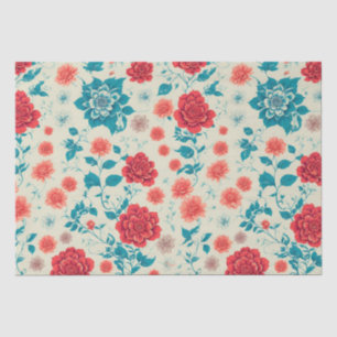Papier Mousseline Beau motif floral Couleurs Vintages