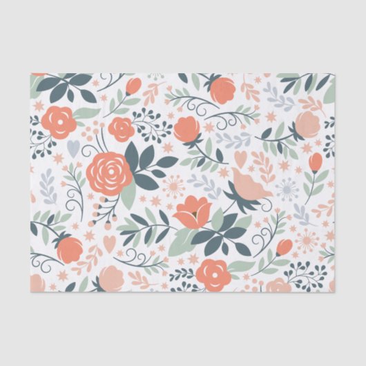 Papier Mousseline Beau motif floral fille (Recto)