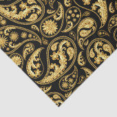 Papier Mousseline Beau Motif noir et or Paisley (Détail)