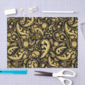 Papier Mousseline Beau Motif noir et or Paisley (Artisanat)