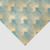 Papier Mousseline Beau motif ventilateur, or turquoise, motif Art Dé (Détail)