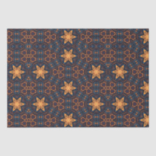 Papier Mousseline Beau or Flower Stars Bleu noir