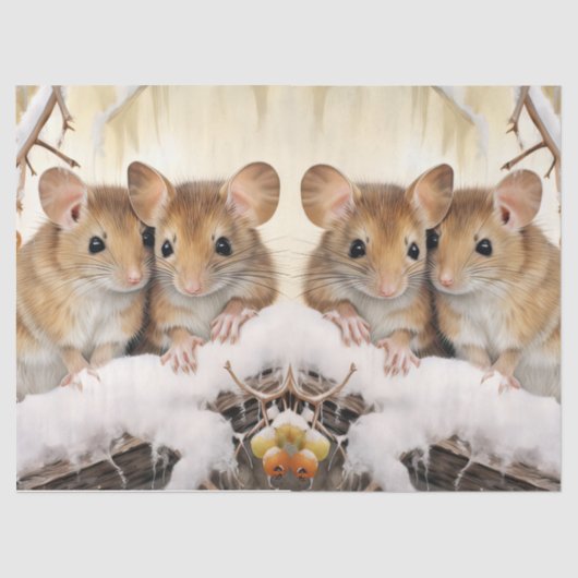 Papier Mousseline Beau papier tissu de découpage de souris d'hiver (Recto)