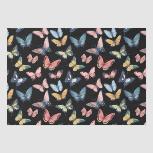 Papier Mousseline Beau Papillon coloré imprimé (Recto)