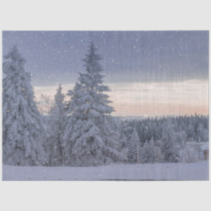 Papier Mousseline Beau paysage hivernal comme il neige