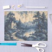 Papier Mousseline Beau paysage sur un papier écaillé (Artisanat)