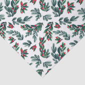 Papier Mousseline Beau Rouge Berry verdure Motif de Noël (Détail)