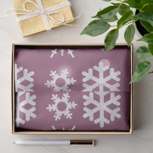 Papier Mousseline Beau Snowflakes blanc Violet Noël (Cadeau)