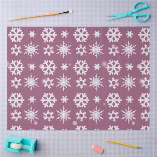 Papier Mousseline Beau Snowflakes blanc Violet Noël (Artisanat)