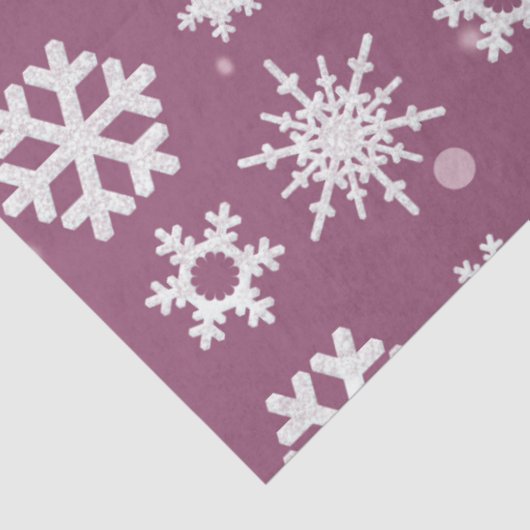 Papier Mousseline Beau Snowflakes blanc Violet Noël (Détail)
