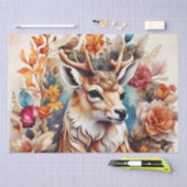 Papier Mousseline Beau Stag au milieu des fleurs (Artisanat)