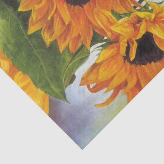 Papier Mousseline Beau Tissu Tissu Peinture Tournesol (Détail)