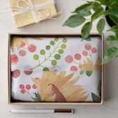 Papier Mousseline Beau tournesol et baies Aquarelle (Cadeau)